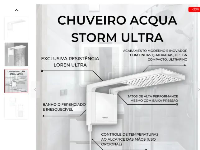 Chuveiro Lorenzetti Acqua Storm Ultra 7800W Branco - Foto 6
