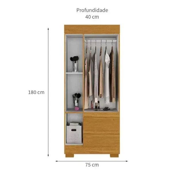 Guarda Roupa Maya 3 Portas Cinamomo/Off White - Foto 2