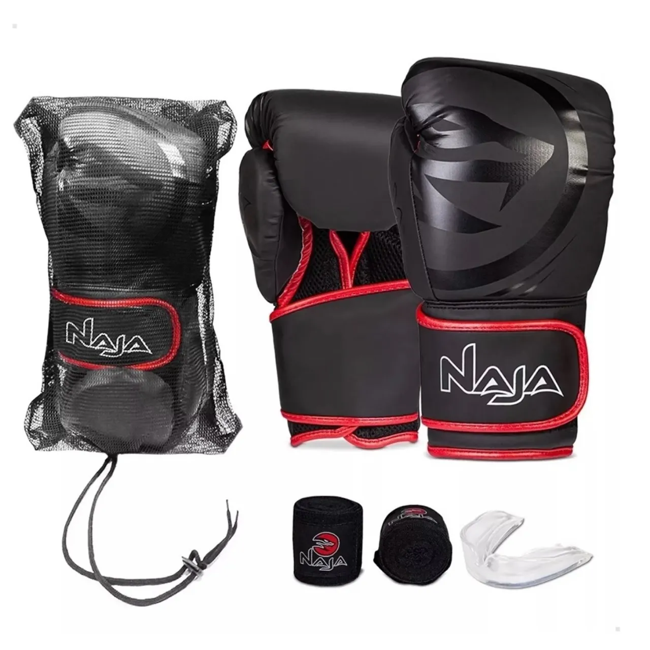 Luva Naja Extreme Boxe Muay Thai Bandagem + Protetor Bucal
