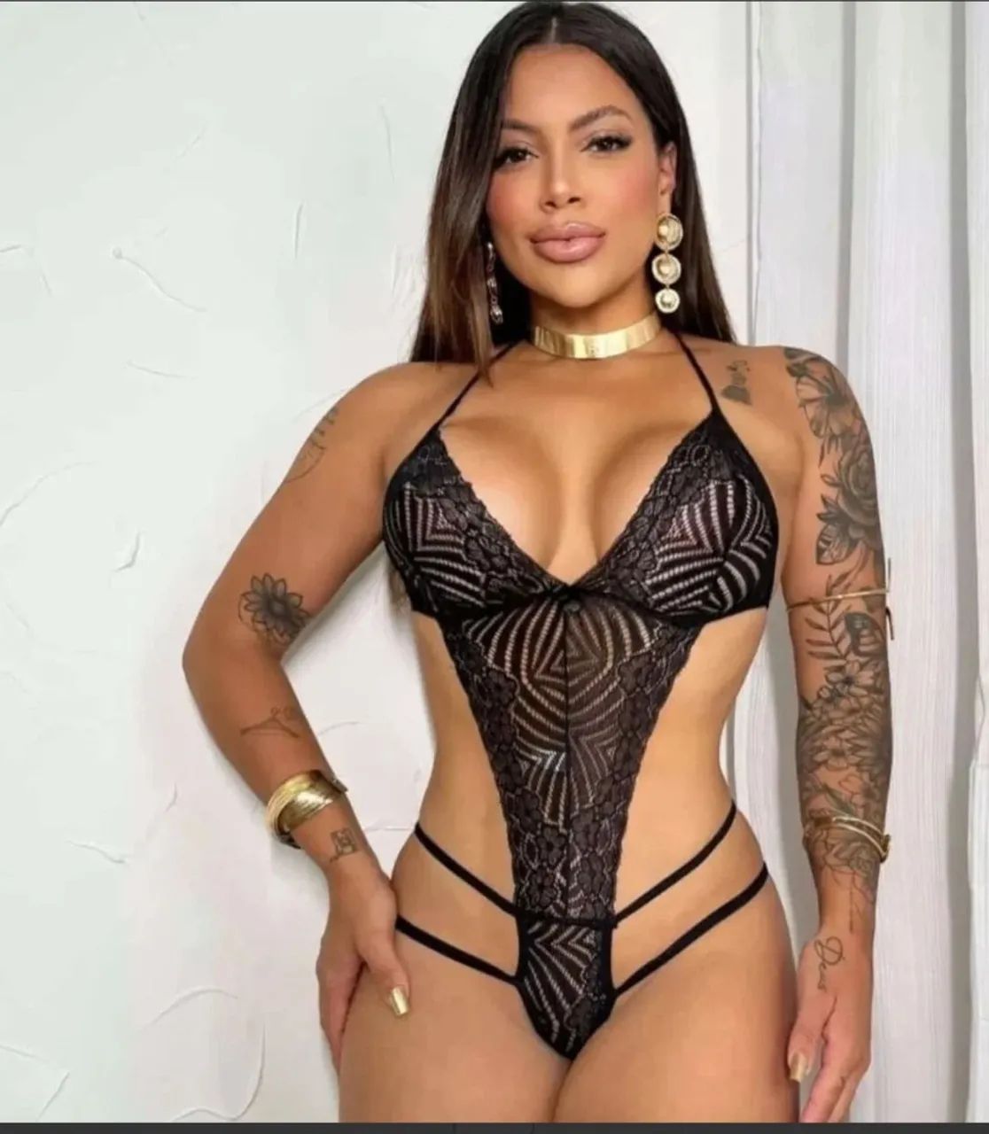Lingerie Elegante em Renda Preta - Foto 4