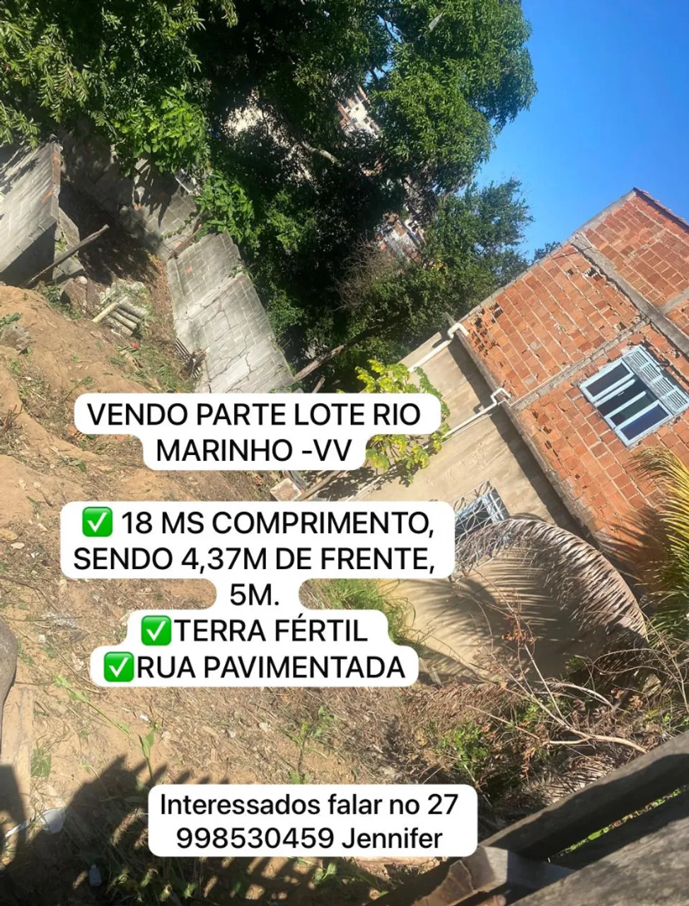 Vendo parte lote Rio Marinho VV