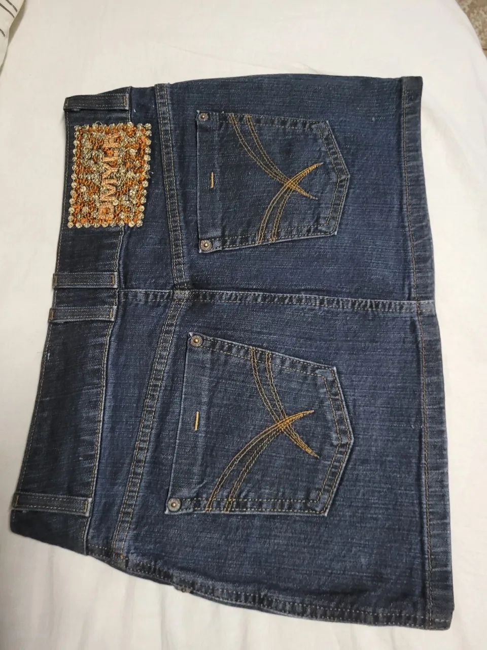 Saia Jeans Damyller Detalhe Bordado