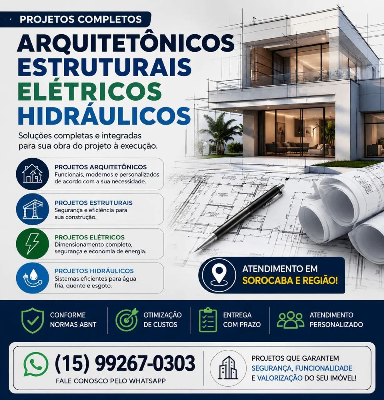 Projetos Arquitetônicos, Estruturais, Elétricos e Hidráulicos em Sorocaba