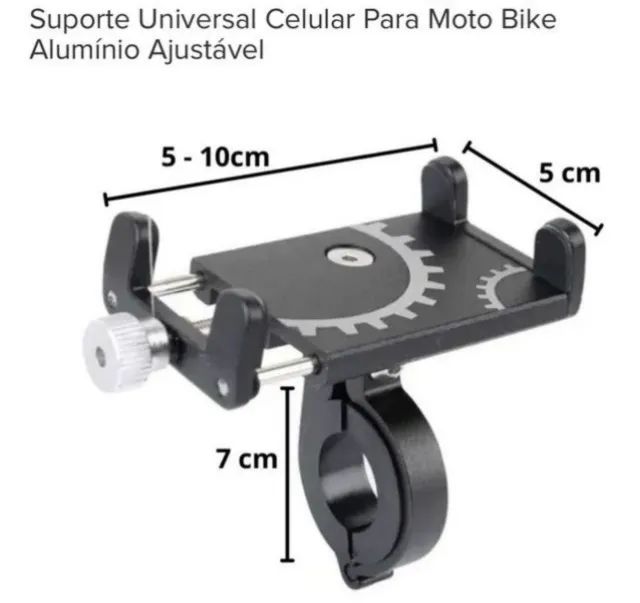 Suporte Universal Celular para Moto Bike - Alumínio Ajustável - Foto 2