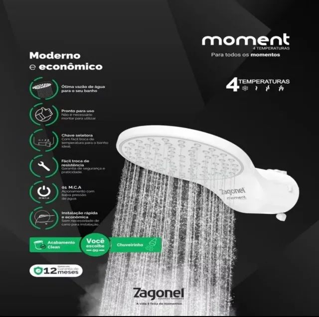 Chuveiro Elétrico Moment Multitemperatura - Zagonel (127V 5500W) - Foto 3