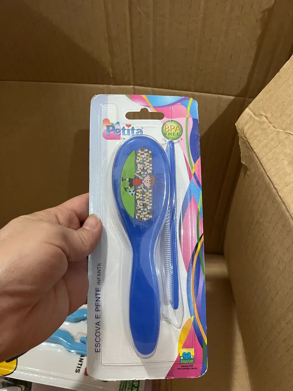  Kit Cabelo Bebê Azul pente e escova Rosa ou azul  - Foto 2