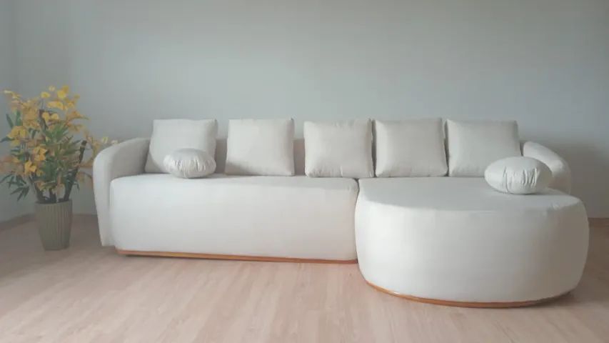 SOFA CHAISE MALTA LINHO BEGE OU LINHO CINZA 3,00M - Foto 3