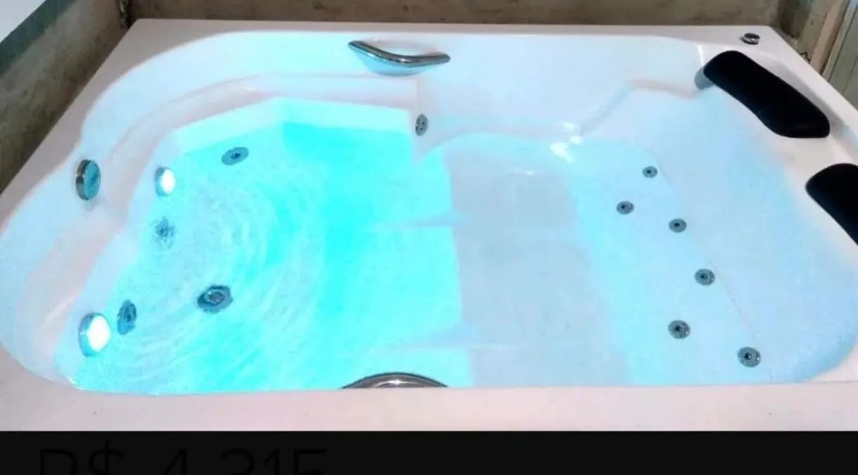 Complete Double Bathtub with Hydro Massage, Lighting, and Motor
