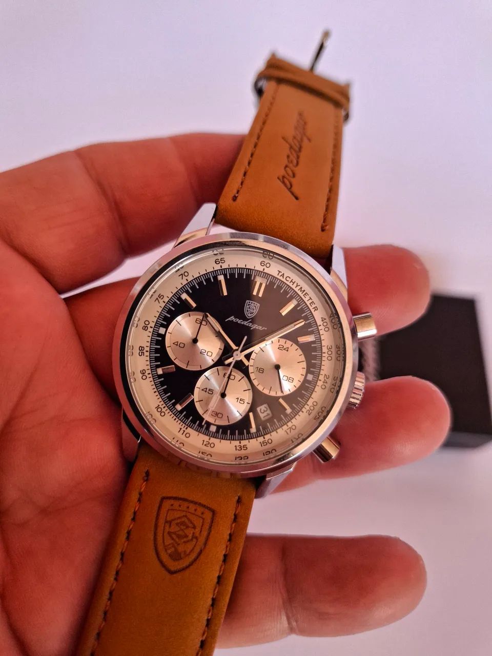 Relógio Poedagar Masculino de Luxo ? Pulseira de Couro - Foto 4
