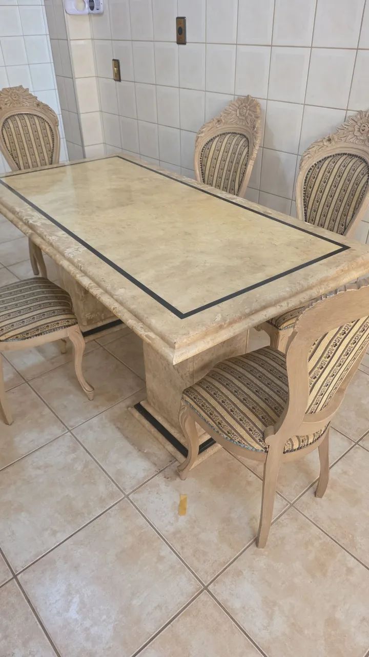 Mesa de mármore Travertino bege - Foto 3