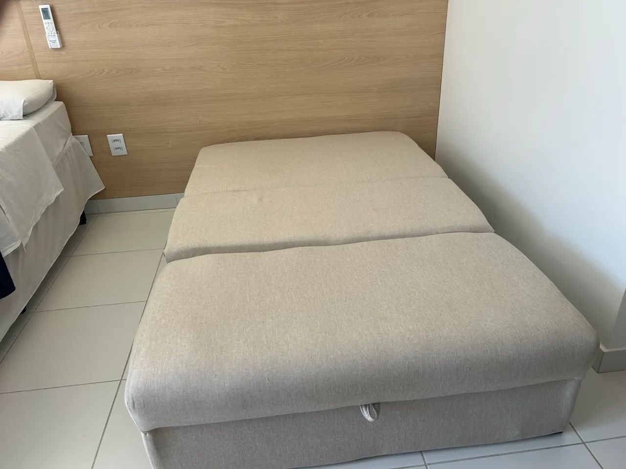 Sofá-cama 113cm Linho Bege - Foto 3