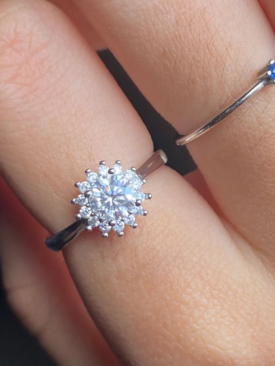 Anel regulável prata 925 moissanite