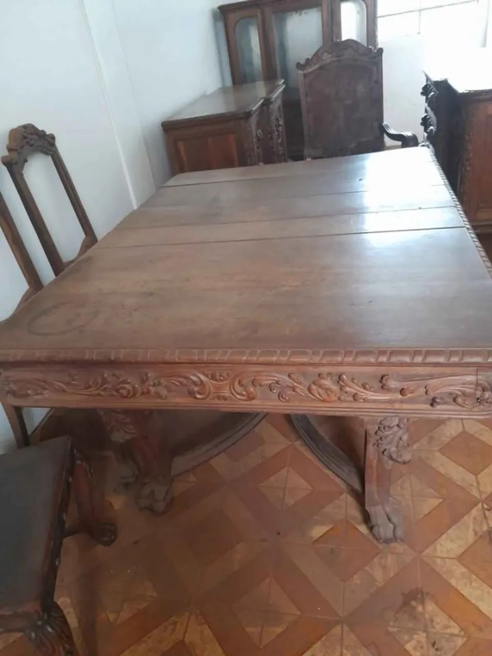 Mesa e cadeiras vintage de madeira maciça - Foto 2