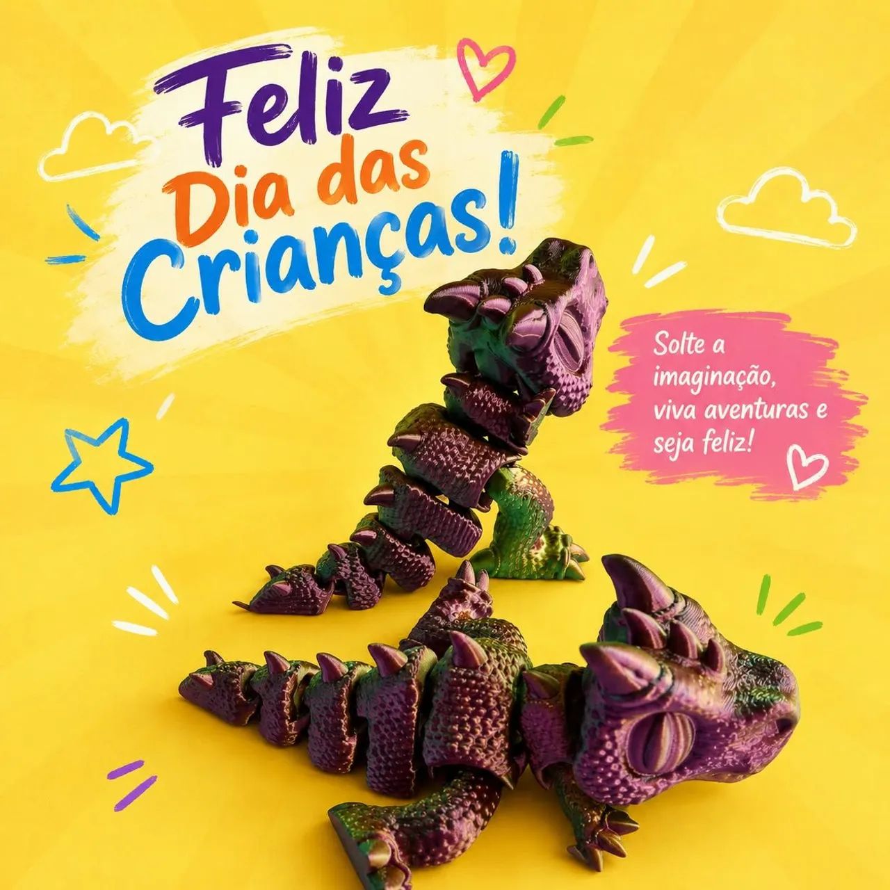 Dragão articulado 3d voltguard3D tricolor  - Foto 3