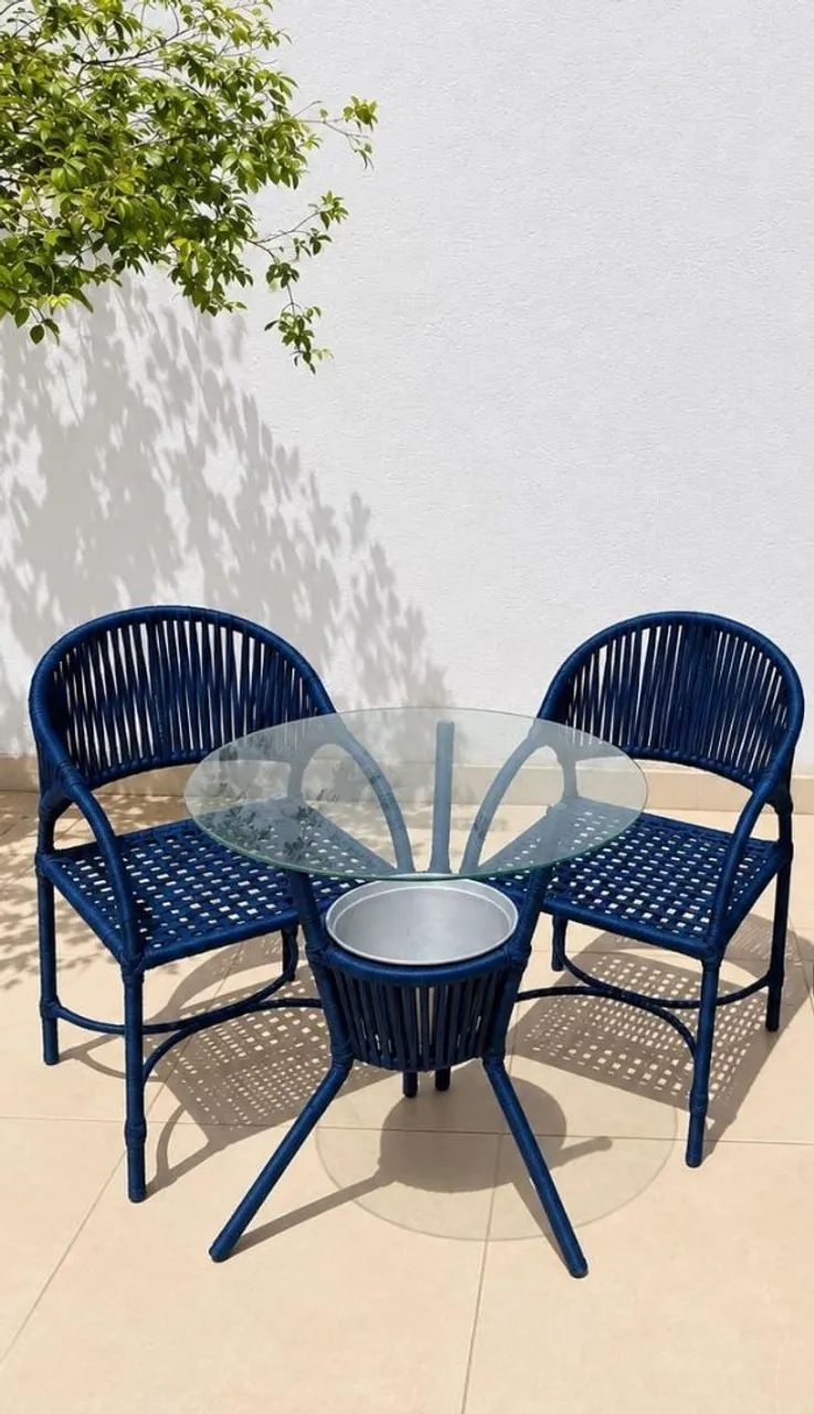 Conjunto de terraço em corda náutica 