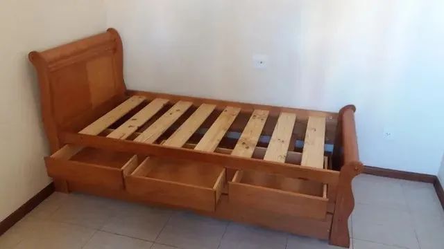 CAMA BICAMA Solteiro em madeira com gavetas