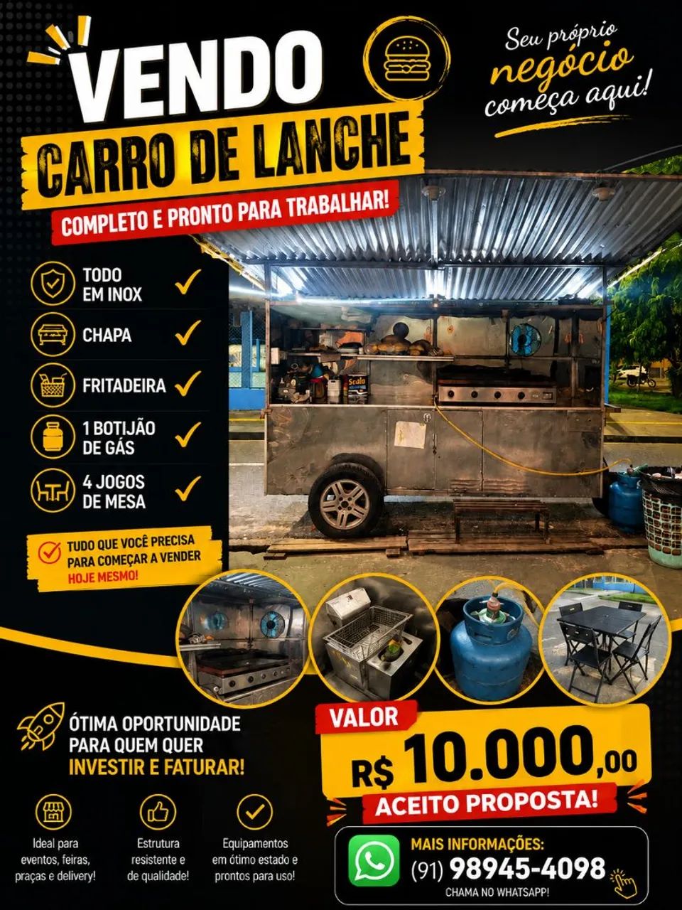 Carro de lanche inox