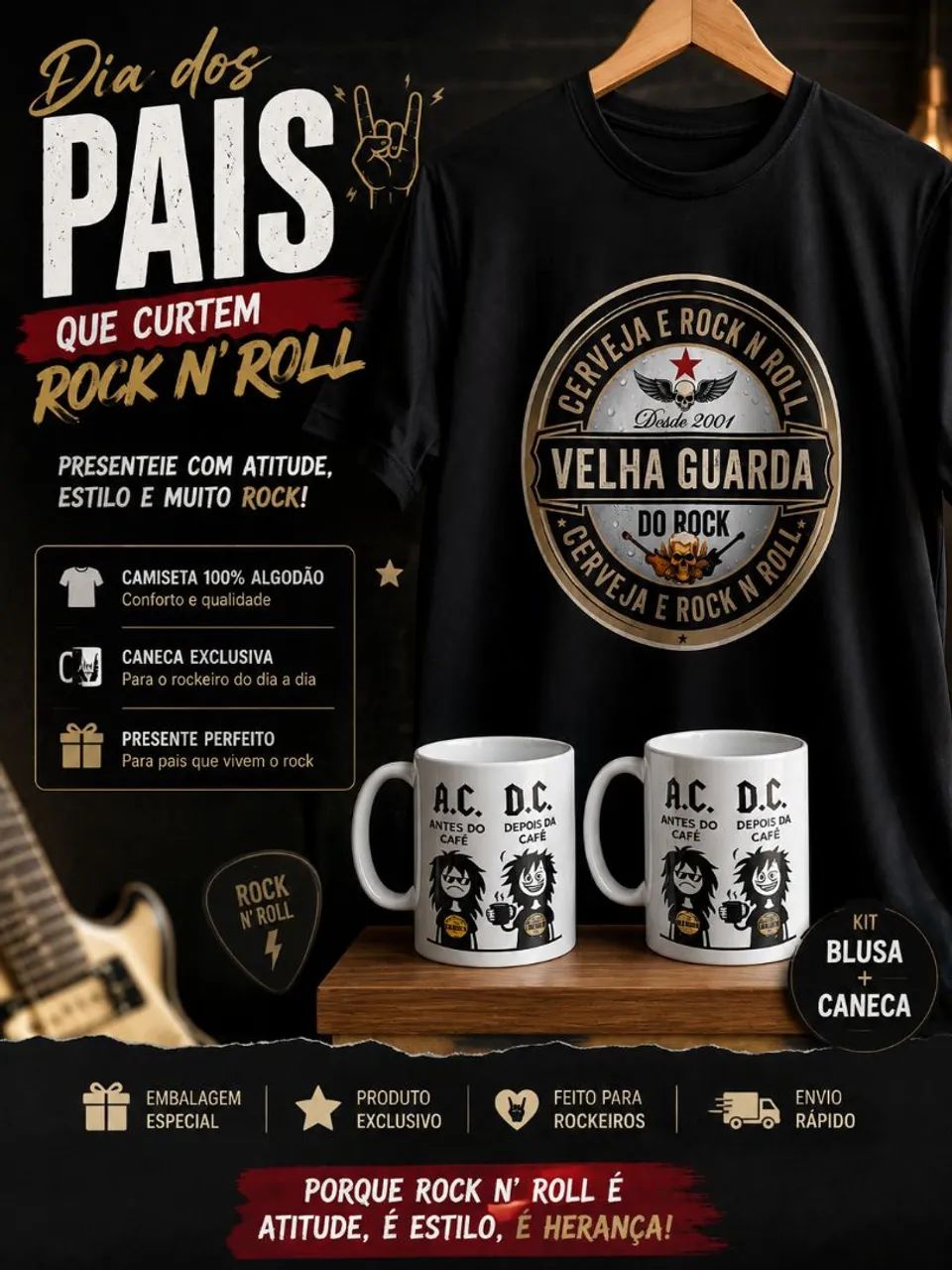 Kit dia dos pais Camiseta+Caneca Rock? - Foto 2