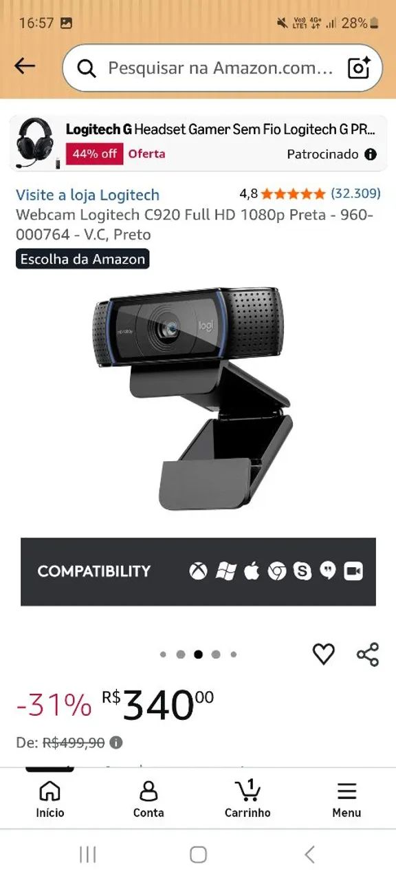 Web can logitech 1080p hd - Foto 3