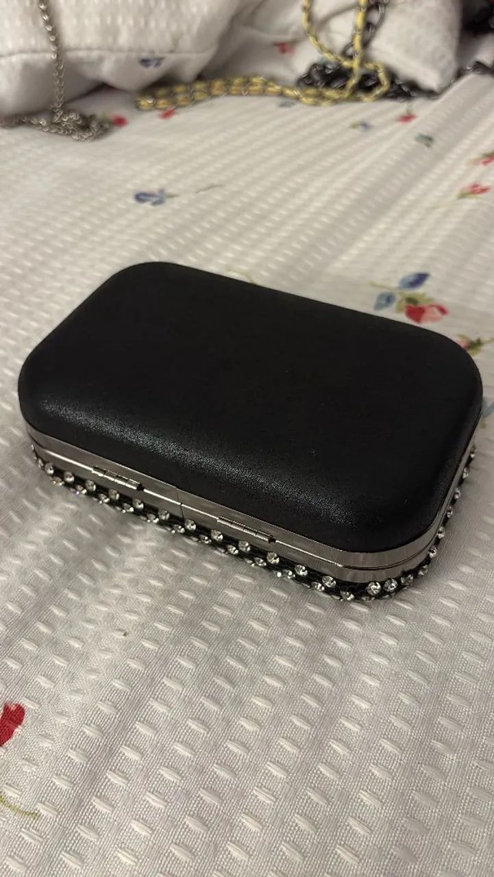 Clutch festa preta com strass - Foto 5