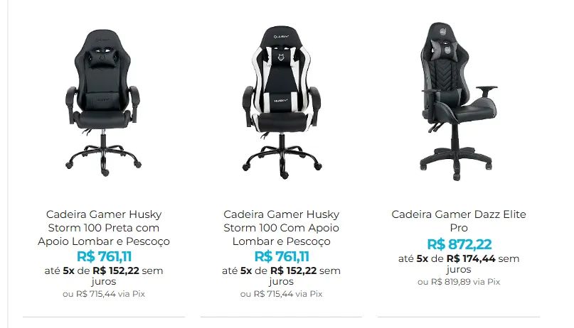 Cadeira Gamer em até 8x sem juros nos cartões - À pronta entrega!
