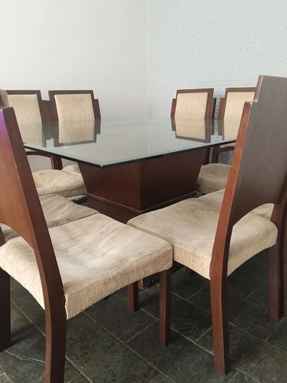 Mesa tampa de vidro com 8 cadeiras - Foto 3