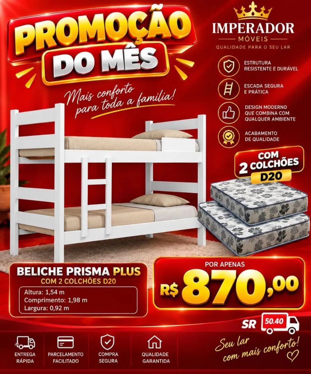Beliche Prisma com 2 colchões D20