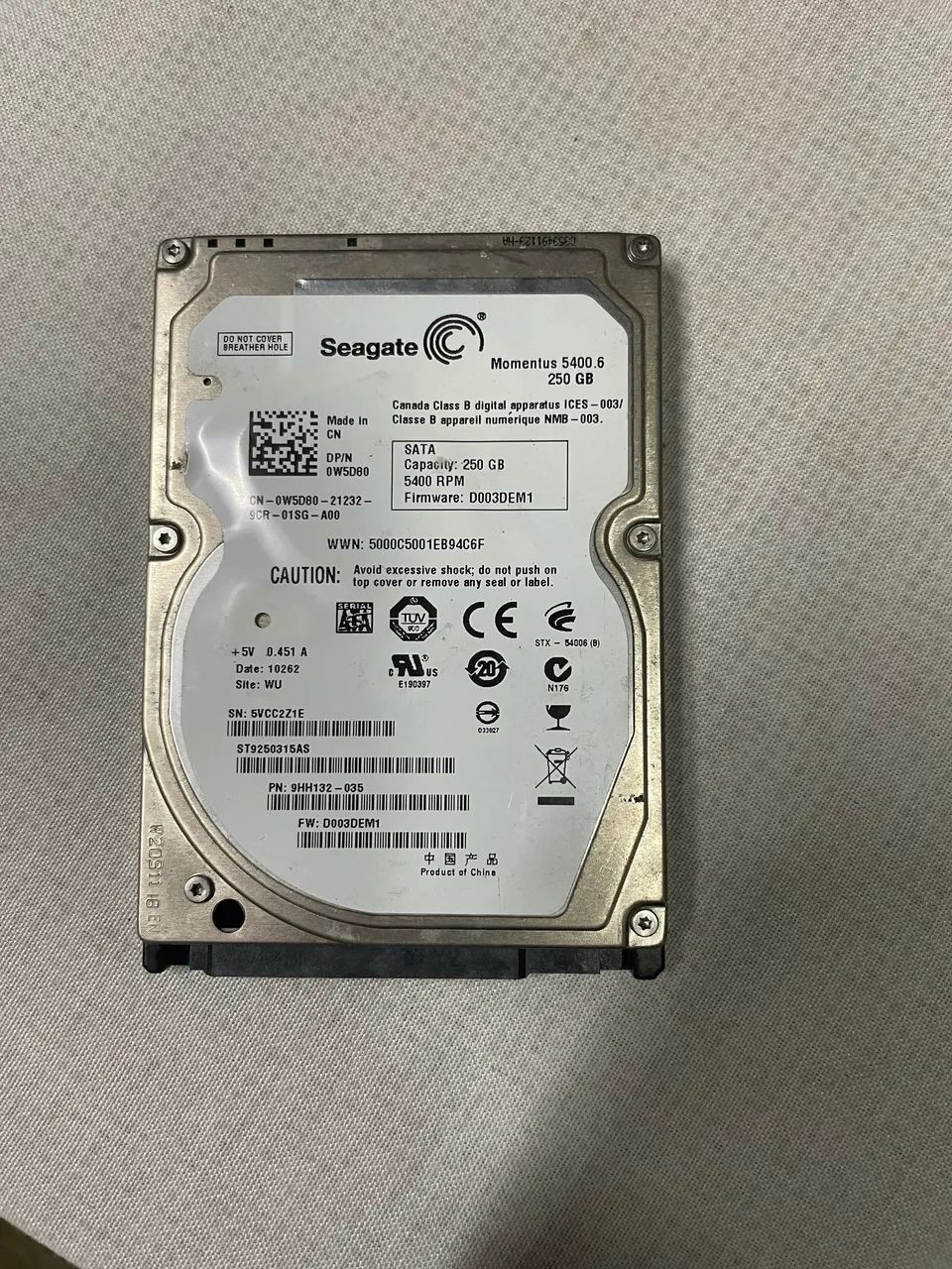 HDD Seagate usado 250gb