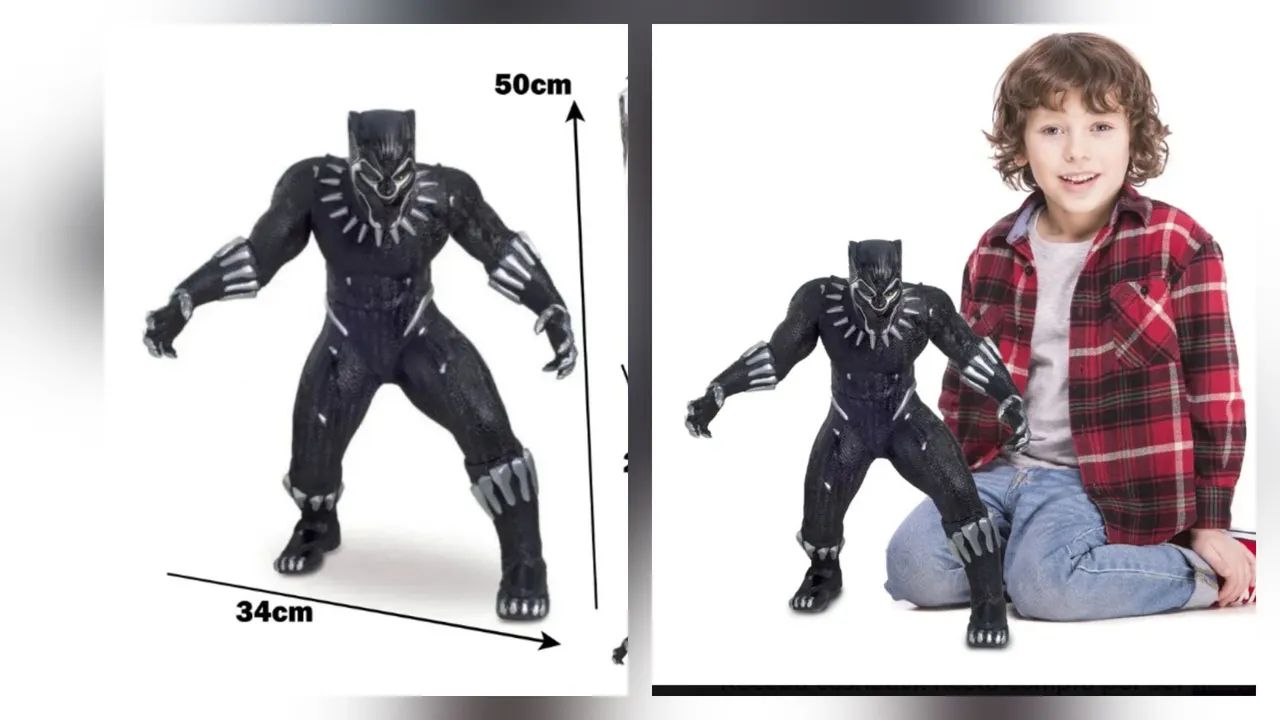 Boneco Pantera negra gigante 50 cm - Foto 3