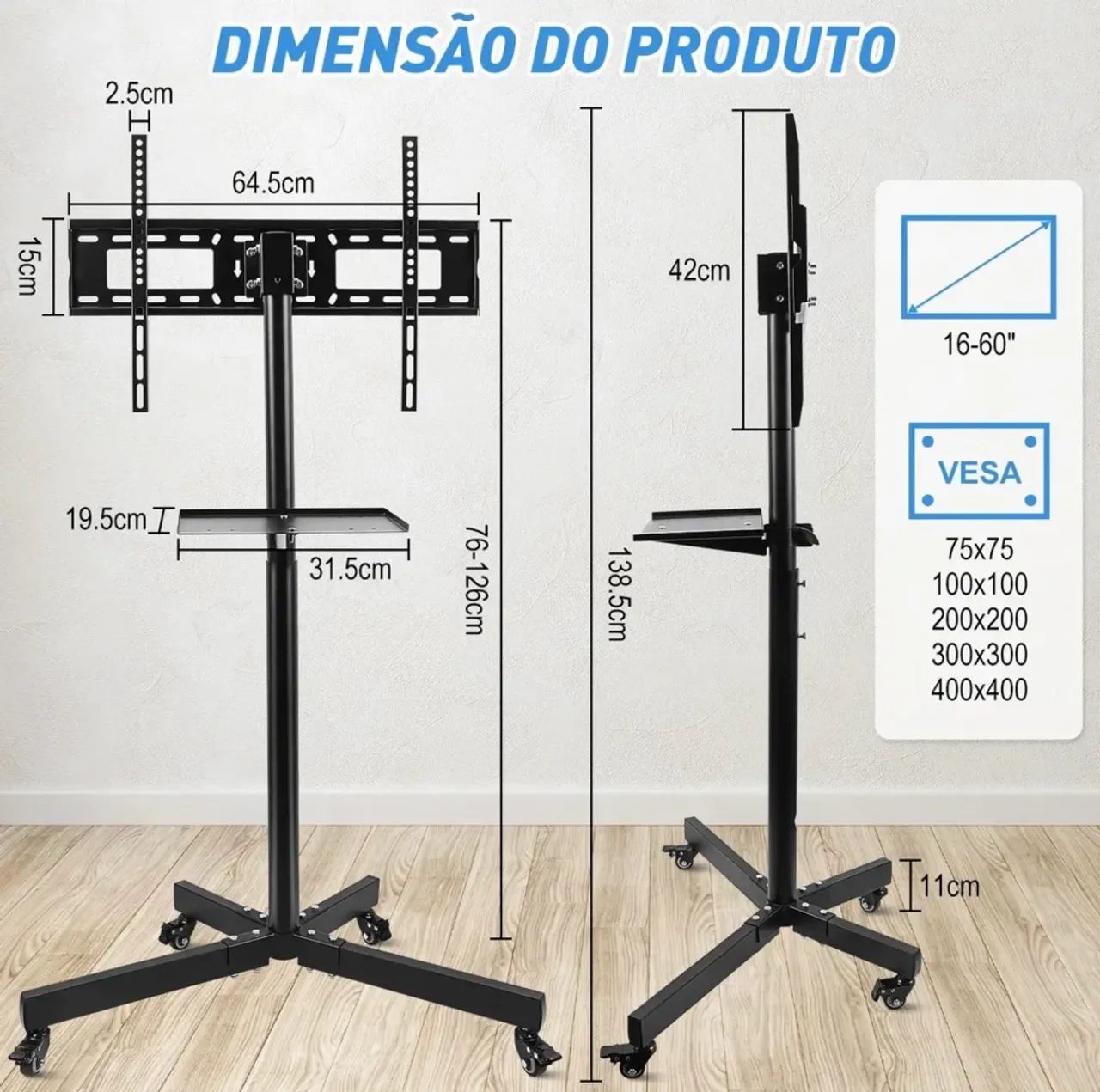 Suporte de tv de aço até 60 polegadas  - Foto 3