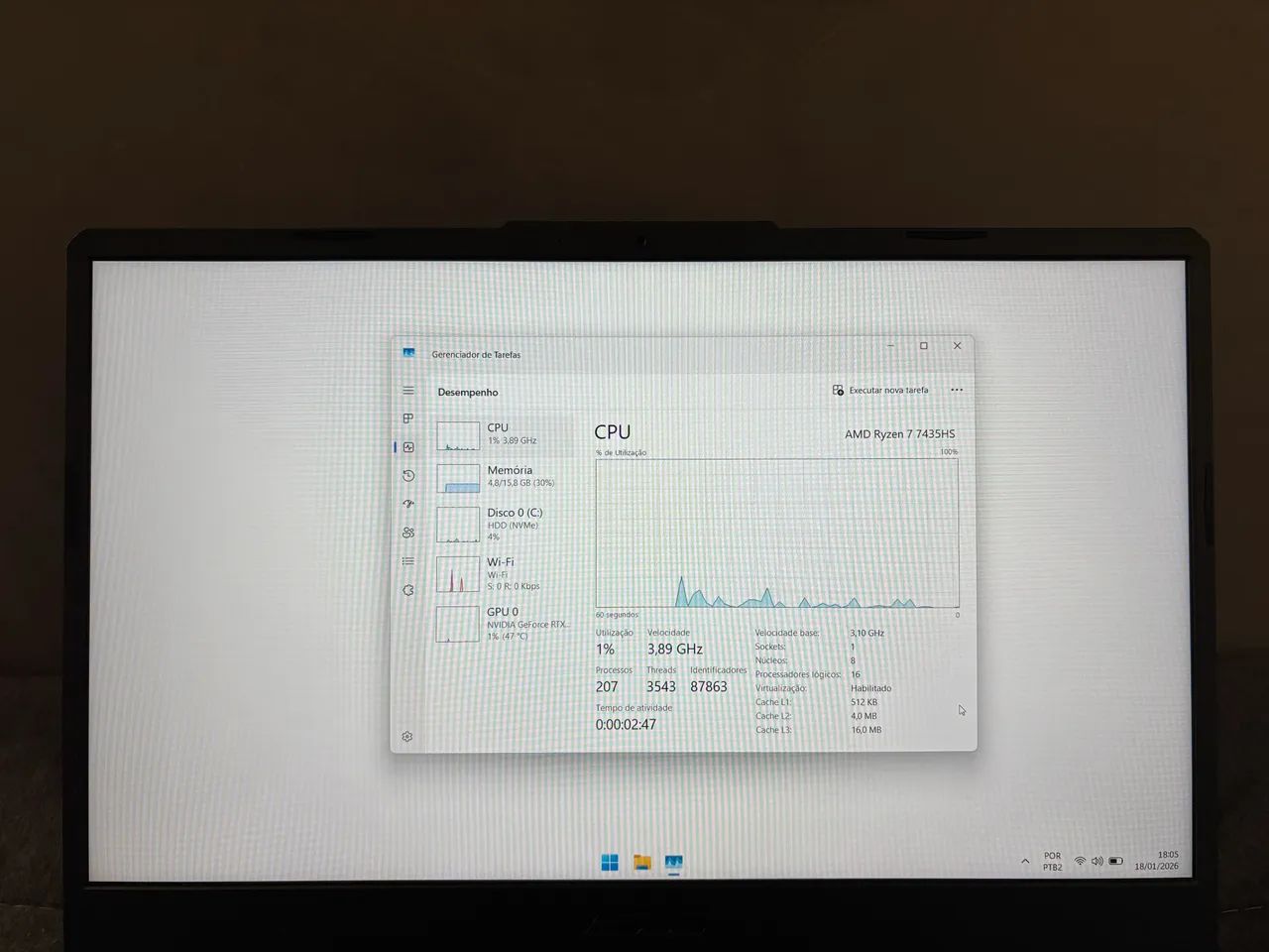 Asus TUF A15 - Notebook Gamer - RTX 3050 - Ryzen 7 - SSD 1TB