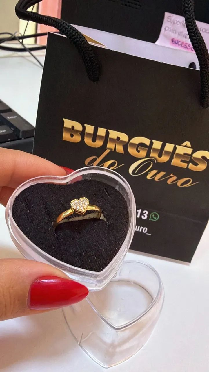 Anel ouro 18k chuveirinho 