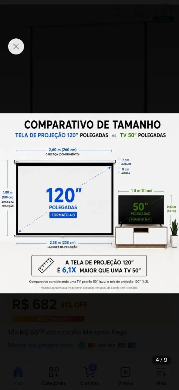 Telas de projeção motorizada 120 polegadas domores - Foto 3