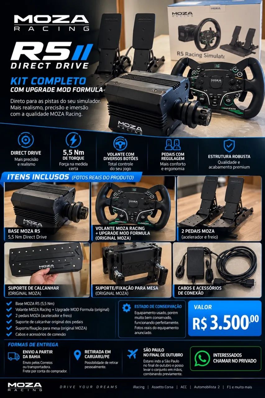 Simulador MOZA R5 Bundle + MOD Formula original.