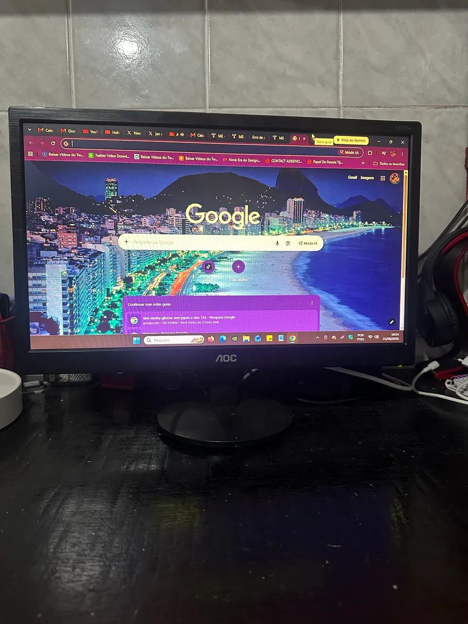 Monitor AOC Led 18.5 E970SWNL funcionando 