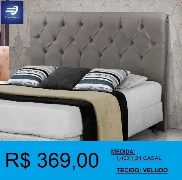 CABECEIRA CASAL- TECIDO VELUDO = COMPRE HOJE E RECEBA EM ATE 72H