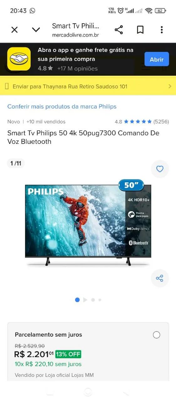 Tv Philips 50 polegadas 