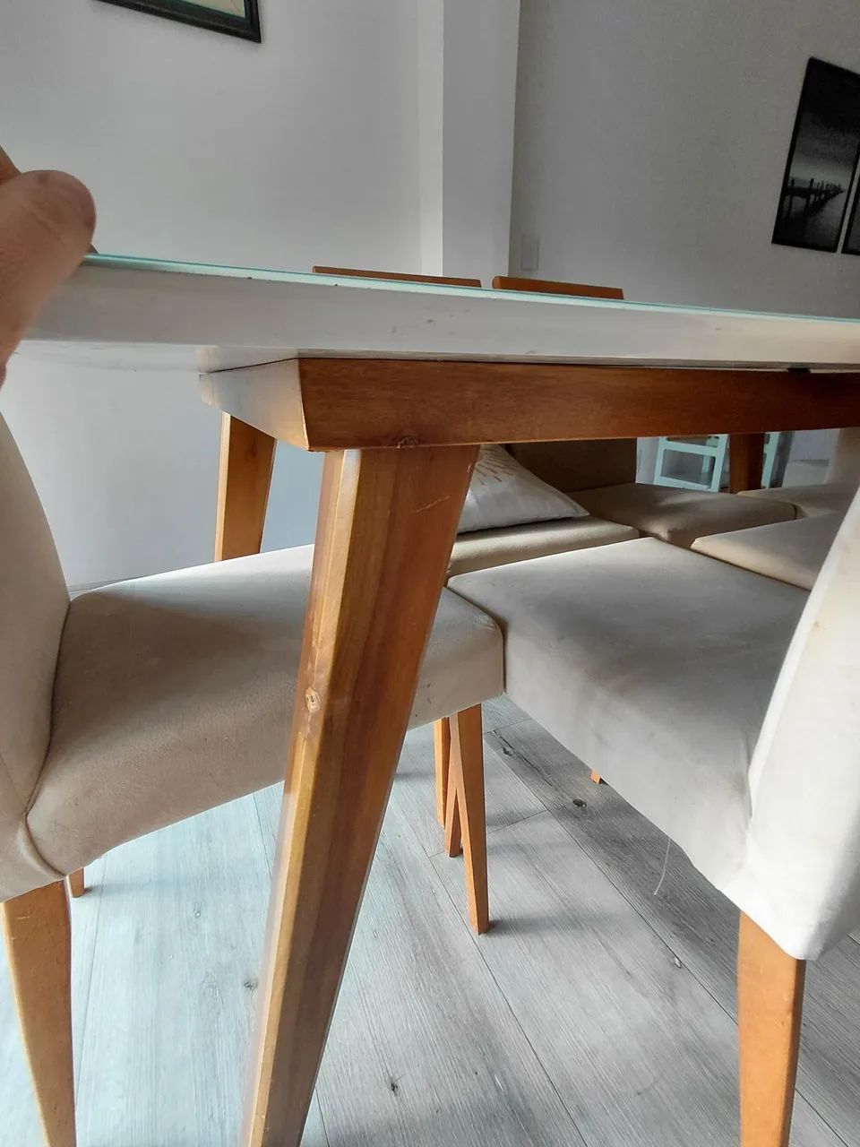 Mesa 6 cadeira com tampo de vidro 160 X 90 - Foto 3