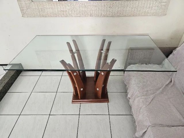 Mesa de Jantar Vidro 15mm e base de madeira 180x90 - Foto 3
