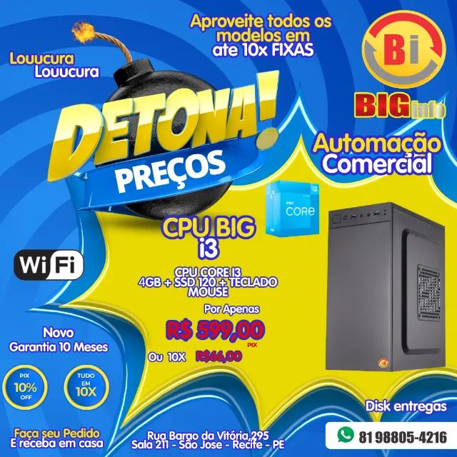 Computador  Intel Core I3 Memória Ram 4gb Ssd 120gb - Em ate 10x Fixas 