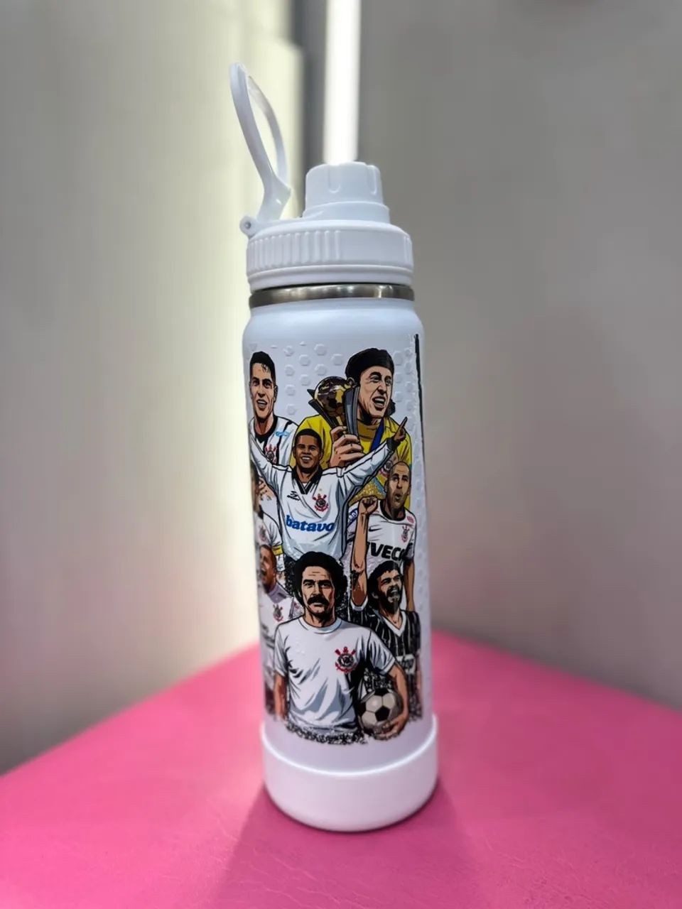 garrafa térmica corinthians 800ml branca - Foto 4