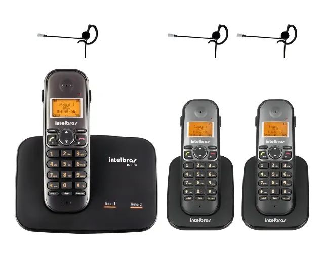 Telefone sem fio 2 Linhas Ts 5150 + 2 Ramais Ts 5121 Intelbras