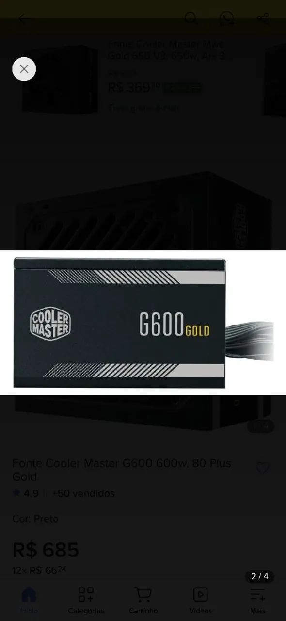 Fonte Cooler Master, G600, 80plus Gold - 600W - Foto 2