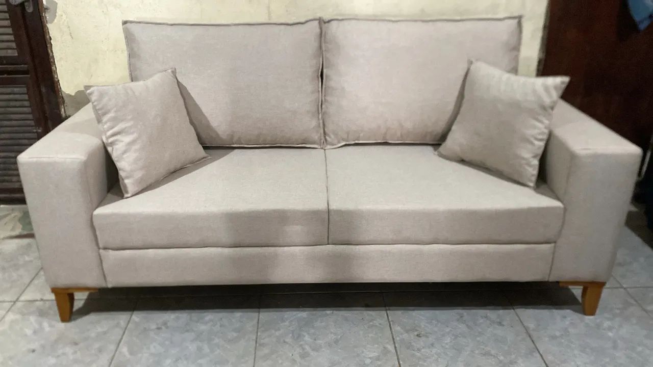 Sof á retrô no tecido linho  - Foto 2