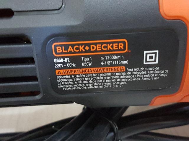 Esmerilhadeira / Lixadeira 4 1/2" Black & Decker 650w - 220v G650 - Foto 2
