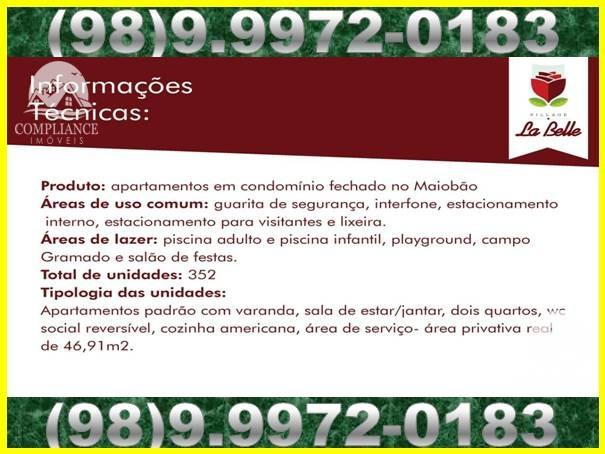 Entrada em 1+2 De RS 1.500! Apartamentos 2qrtos! La Belle, Maiobão - Foto 8
