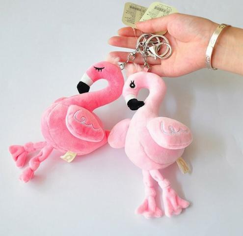 Chaveiro Flamingo Miniatura Pelúcia Pássaro Meninas Jardim