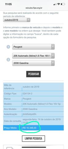 Pegeout 206, automático, ABAIXO TABELA FIPE - Foto 7