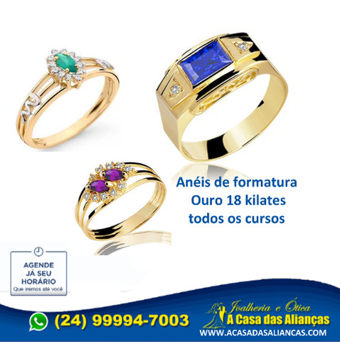 Anéis Moderno de formaturar em ouro 1'8 k - Todos cursos - Foto 3