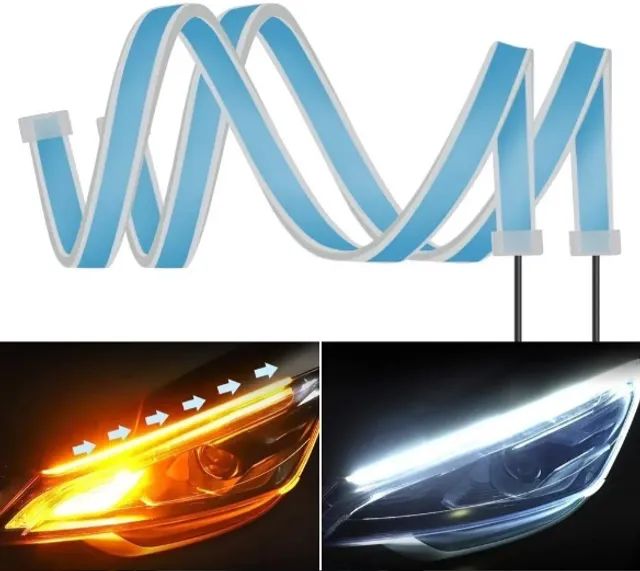 Par Fita Led Neon Drl Flexível Farol e Seta 12v 3000k 6000k Sequencial Carro Veicular - Foto 4
